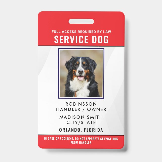 Badge Chien d'assistance personnalisé (Avant)