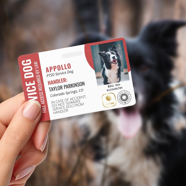 Badge Chien de Service Rouge Blanc 2 Logos & Photo ID (Créateur téléchargé)