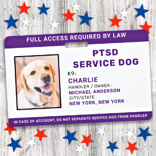 Badge Chien de service SSPT simple ID photo personnalisé