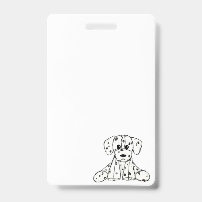 Badge Chien en dalmate dessin simple noir (Avant)