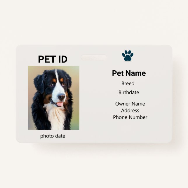 Badge Chien perdu | Informations sur la balise ID animal (Devant)