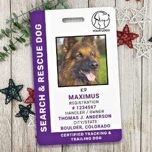Badge Chien Recherche & Secourt ID SAR K9 Logo personnal