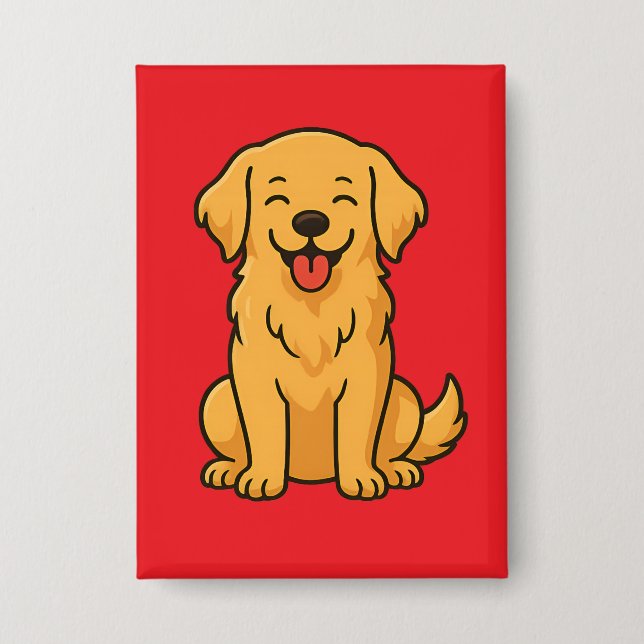 Badge Chien Retriever doré heureux – Animaux de compagni (Recto)