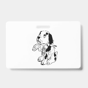 Badge Chien Triste Avec Patte Cassée
