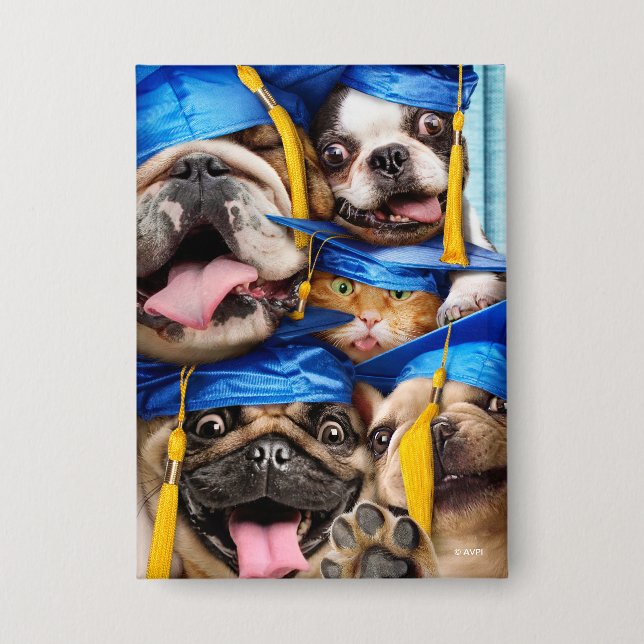 Badge Chiens et chats diplômés en photomaton (Recto)