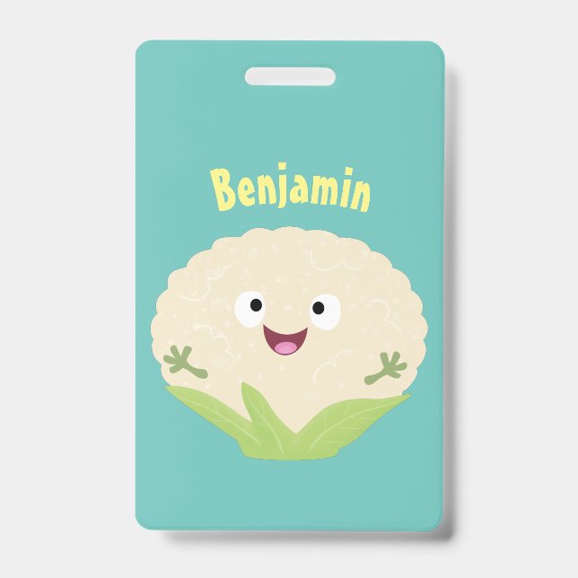 Badge Chou-fleur de dessin animé mignon et heureux  (Avant)