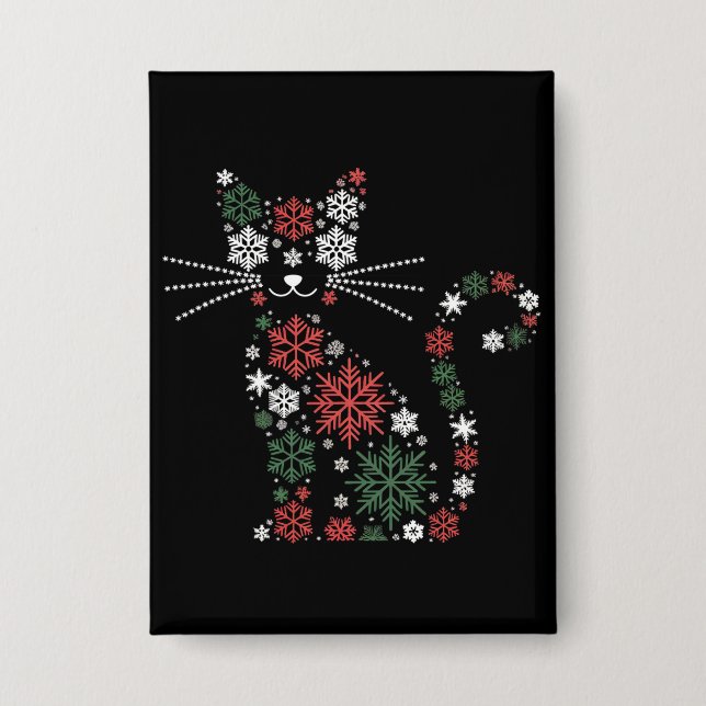 Badge Christmas Cat Made up Snowflakes Funny Cats (Recto)