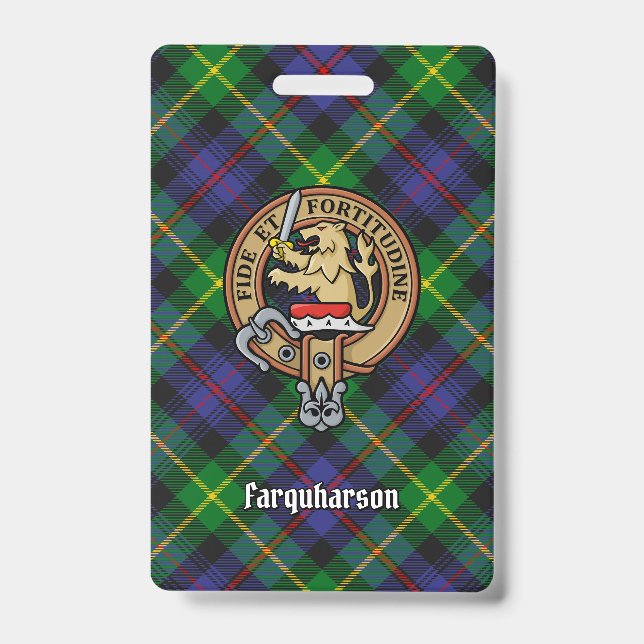 Badge Cimier du clan Farquharson sur tartan (Avant)