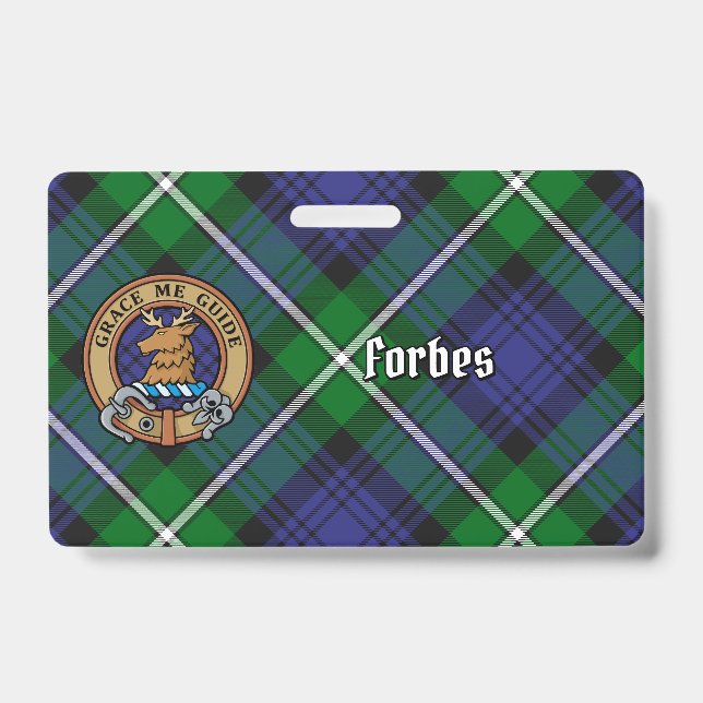 Badge Cimier du clan Forbes sur tartan (Avant)