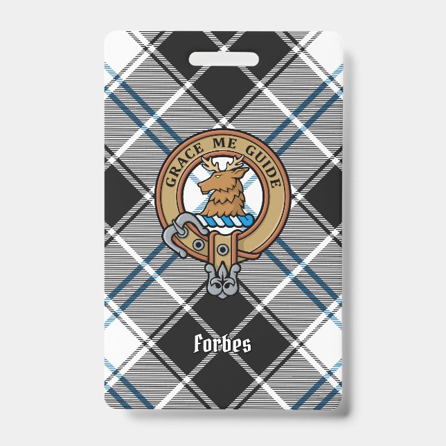 Badge Cimier du Clan Forbes sur tartan de robe (Avant)