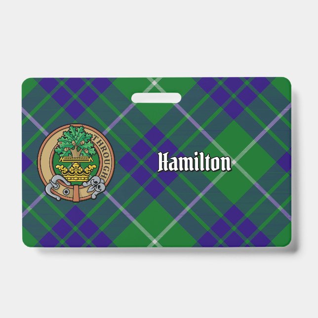 Badge Cimier du clan Hamilton sur tartan de chasse (Avant)