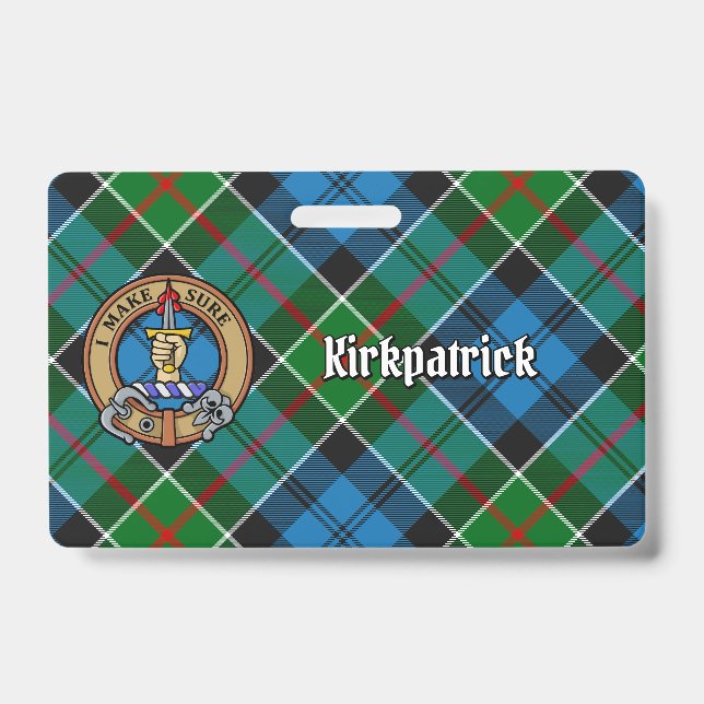 Badge Cimier du clan Kirkpatrick sur tartan (Avant)