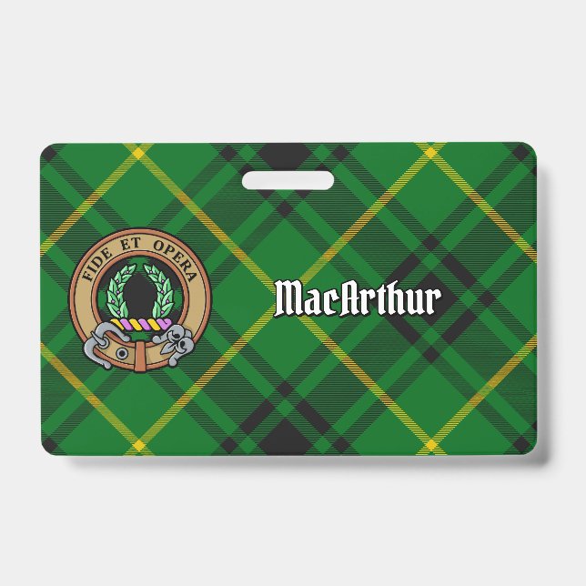 Badge Cimier du clan MacArthur sur tartan (Avant)