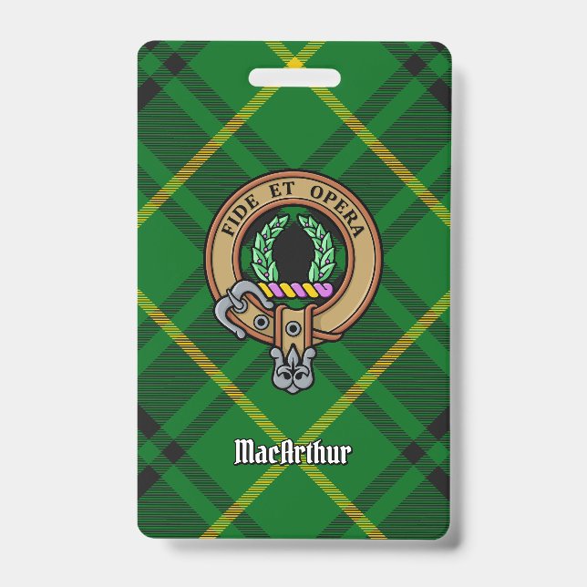 Badge Cimier du clan MacArthur sur tartan (Avant)