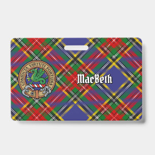 Badge Cimier du clan MacBeth sur tartan