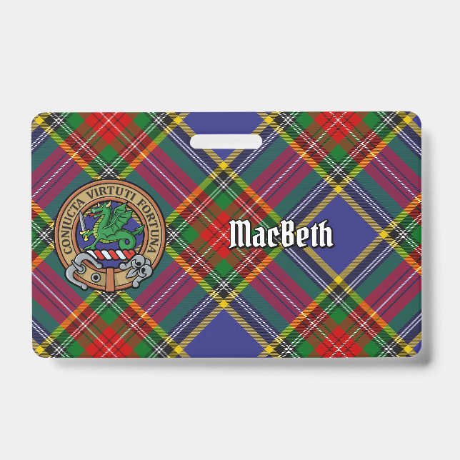 Badge Cimier du clan MacBeth sur tartan (Avant)