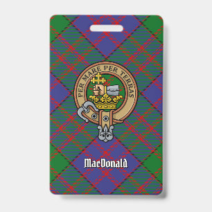 Badge Cimier du clan MacDonald sur tartan