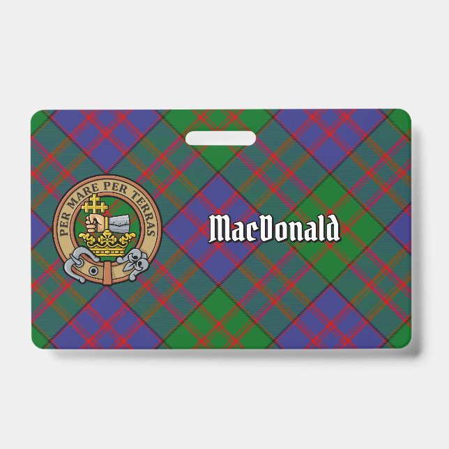 Badge Cimier du clan MacDonald sur tartan (Avant)