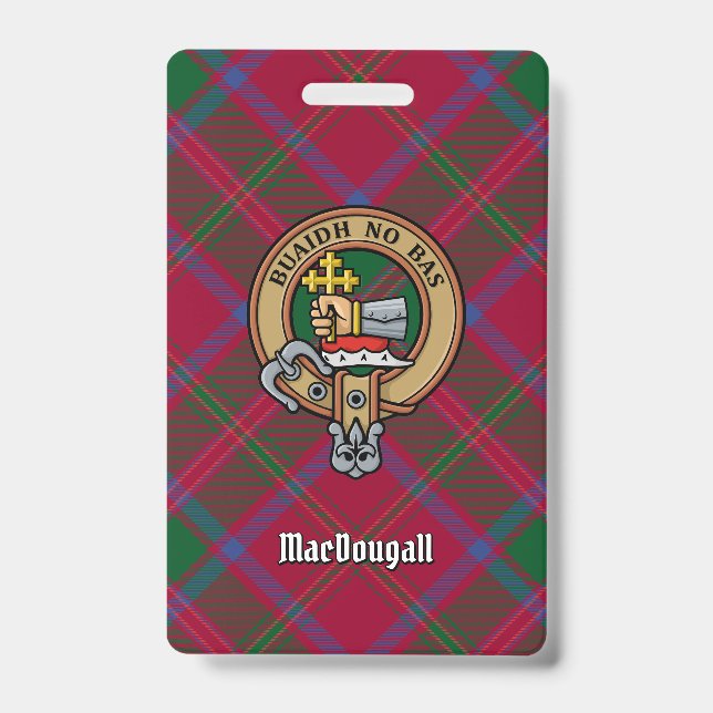 Badge Cimier du clan MacDougall sur tartan (Avant)