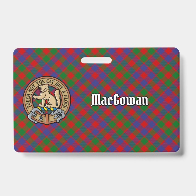 Badge Cimier du clan MacGowan sur tartan (Avant)