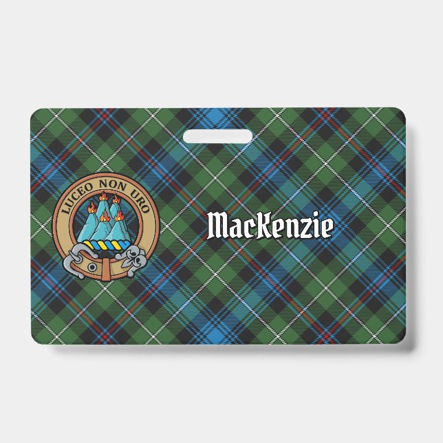 Badge Cimier du clan MacKenzie sur tartan (Avant)