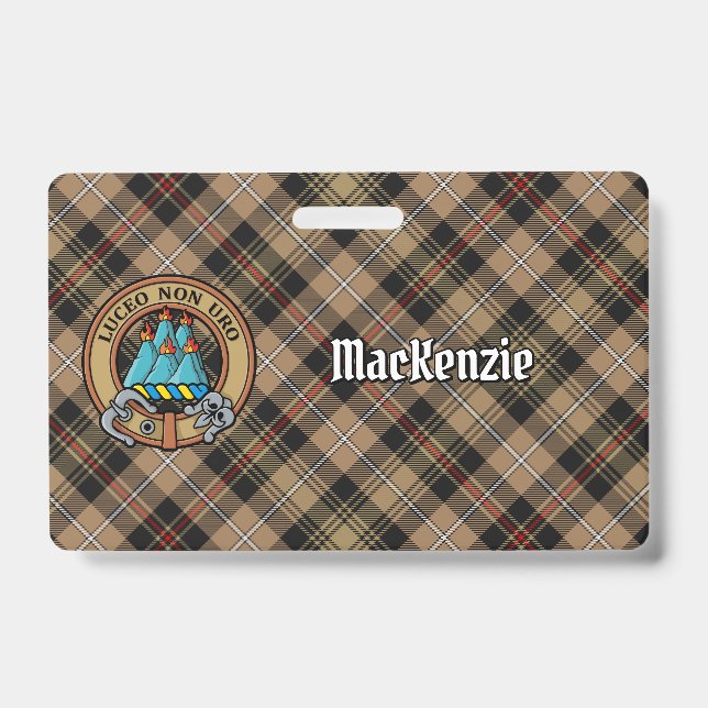 Badge Cimier du clan MacKenzie sur tartan de chasse marr (Avant)
