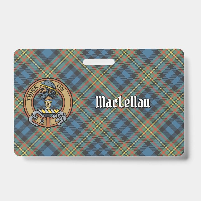 Badge Cimier du clan MacLellan sur tartan ancien (Avant)