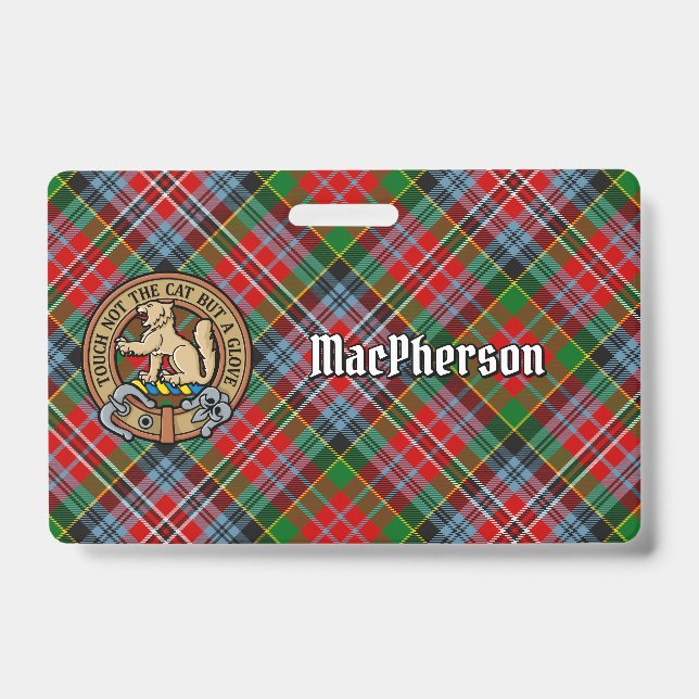 Badge Cimier du clan MacPherson sur tartan (Avant)