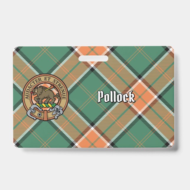 Badge Cimier du clan Pollock sur tartan (Avant)