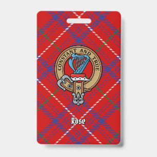 Badge Cimier du Clan Rose sur Tartan