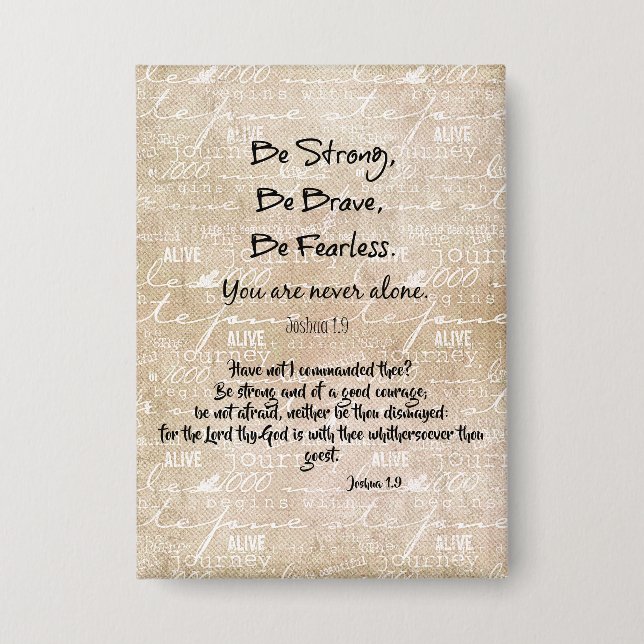 Badge Citation forte, courageuse, sans peur avec un vers (Recto)