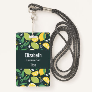 Badge Citron et Limon Motif de fruits en vert et jaune