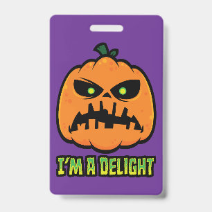 Badge Citrouille délicieusement grincheuse Jack-O-Lanter