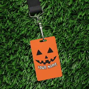 Badge Citrouille orange personnalisée Halloween Votre No