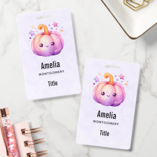 Badge Citrouille Pastel avec Étoiles Entreprise Mignonne