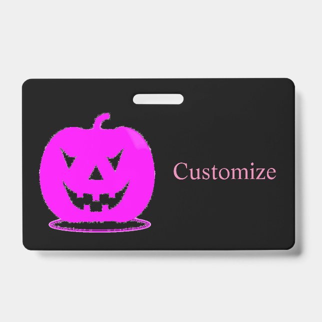 Badge Citrouille rose Jack o'lantern Halloween Thunder_C (Avant)