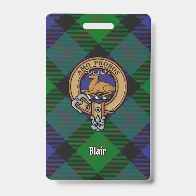 Badge Clan Blair Crest sur Tartan (Front)