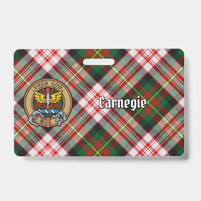 Badge Clan Carnegie Crest sur la robe Tartan (Avant)