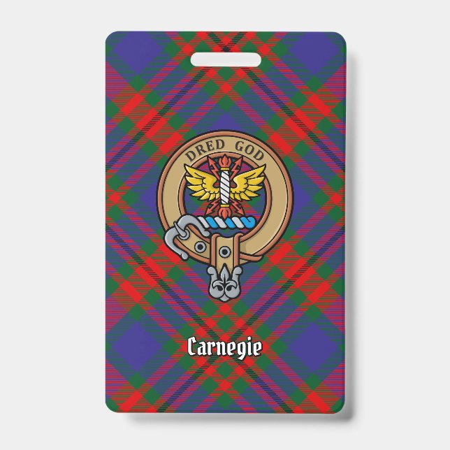 Badge Clan Carnegie Crest sur Tartan (Front)