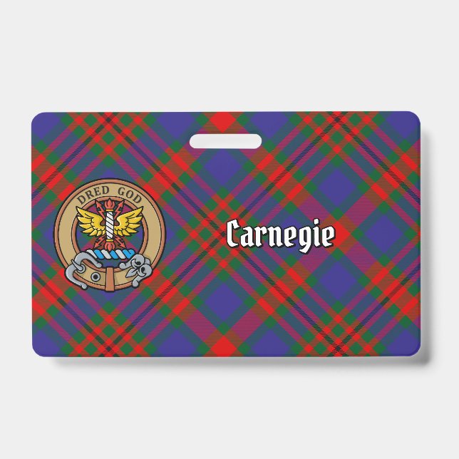 Badge Clan Carnegie Crest sur Tartan (Avant)