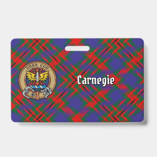 Badge Clan Carnegie Crête sur Tartan