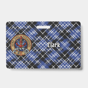 Badge Clan Clark Crest sur Tartan