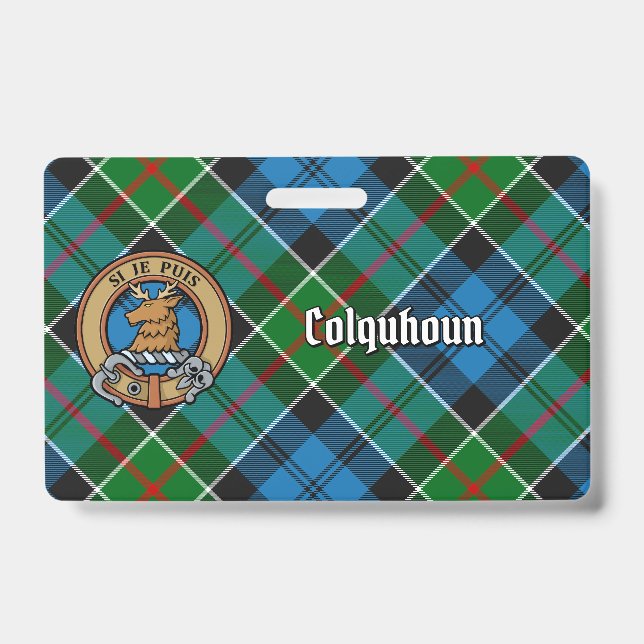 Badge Clan Colquhoun Crest sur Tartan (Avant)
