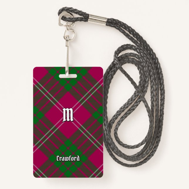 Badge Clan Crawford Tartan (Devant avec lanière)