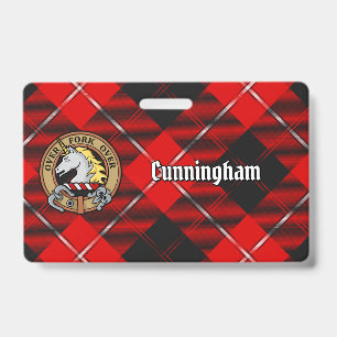 Badge Clan Cunningham Crest sur Tartan