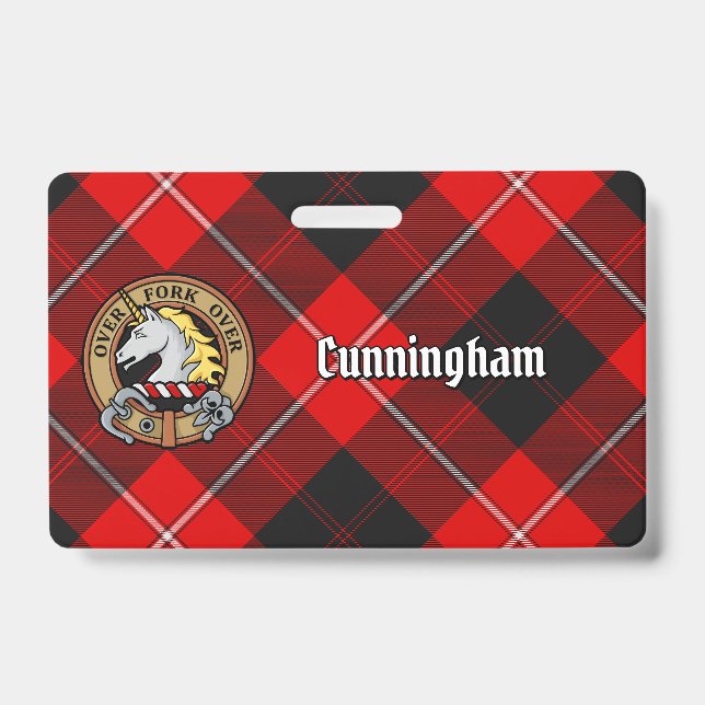 Badge Clan Cunningham Crest sur Tartan (Avant)