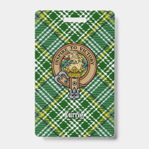 Badge Clan Currie Lion Crest sur Tartan