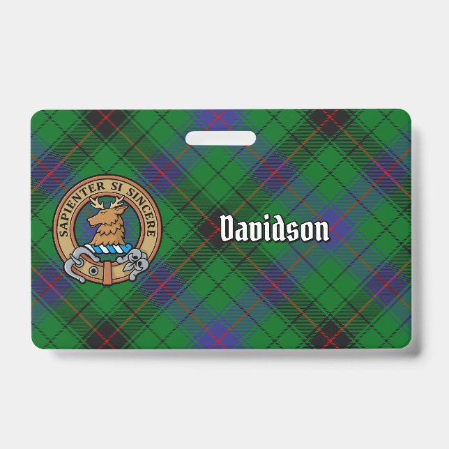 Badge Clan Davidson Crest sur Tartan (Front)