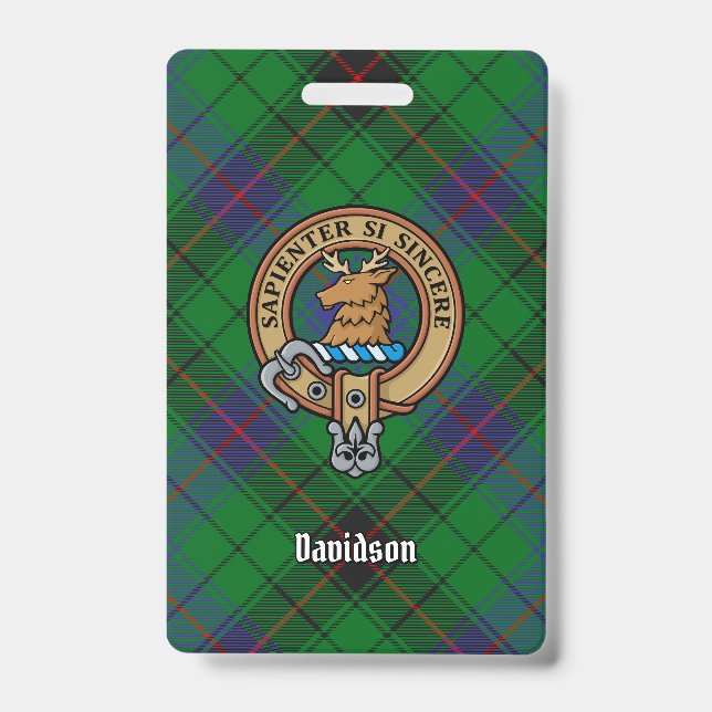 Badge Clan Davidson Crest sur Tartan (Avant)
