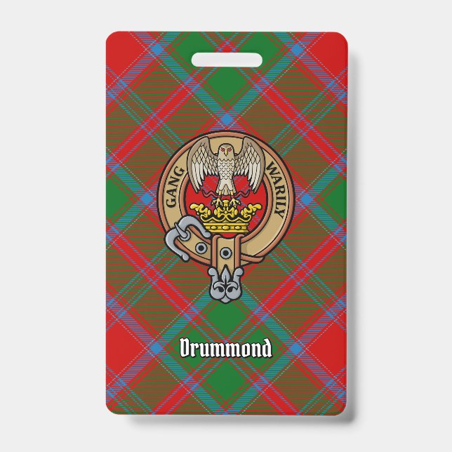 Badge Clan Drummond Crest sur Tartan (Avant)